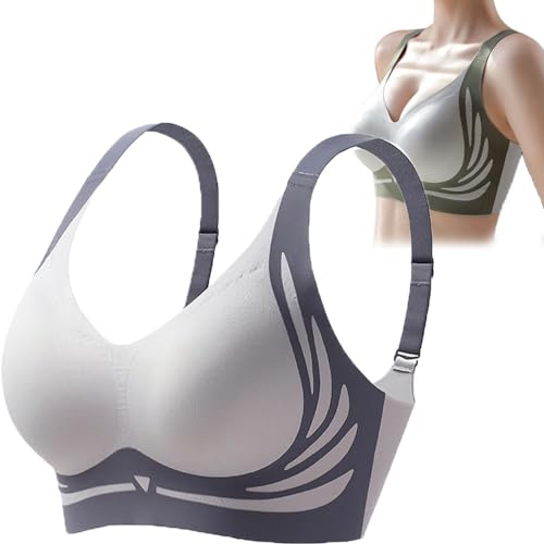 ToatlHeal Super Gather Bra Wireless Push-Up Bra, Currentlye Brassier, Currentlye Brassier Pro Push Up Bra, Anti-Sagging (Blue,X-Large) von ToatlHeal