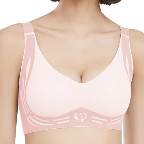 ToatlHeal Super Gather Bra Wireless Push-Up Bra, Currentlye Brassier, Currentlye Brassier Pro Push Up Bra, Anti-Sagging (Pink,XX-Large) von ToatlHeal