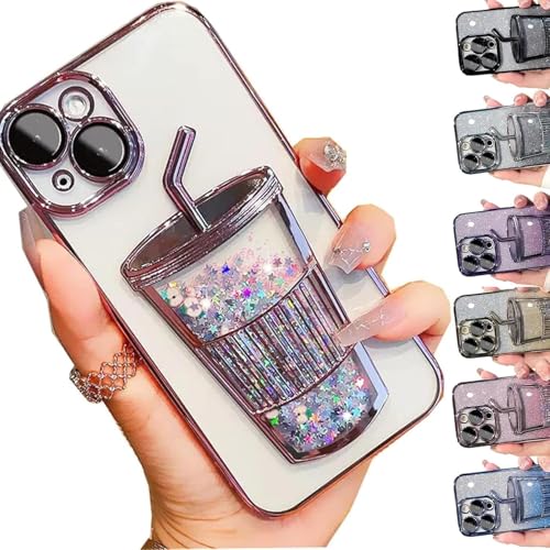 Transparent 3D Milk Tea Cup Soft Mobile Phone Case,Gradient Glitter Quicksand Milk Tea for iPhone 15 14 13 12 11,Electroplating Gradient Glitter Quicksand Cup Phone Case (Pink,for iPhone11) von ToatlHeal