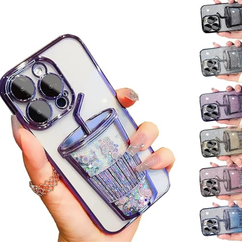 Transparent 3D Milk Tea Cup Soft Mobile Phone Case,Gradient Glitter Quicksand Milk Tea for iPhone 15 14 13 12 11,Electroplating Gradient Glitter Quicksand Cup Phone Case (Purple,for iPhone12) von ToatlHeal