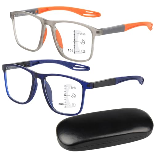 Ultra-Leichte Herren-Sportbrille Gegen Blaulicht Und Presbyopie, Sportliche Intelligente, Fototropische, Bifokale Gleitsichtbrille Für Die Altersweitsichtigkeit, Blue Light Glasses (2pcs a,+2,50) von ToatlHeal