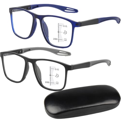 Ultra-Leichte Herren-Sportbrille Gegen Blaulicht Und Presbyopie, Sportliche Intelligente, Fototropische, Bifokale Gleitsichtbrille Für Die Altersweitsichtigkeit, Blue Light Glasses (2pcs d,+2,00) von ToatlHeal