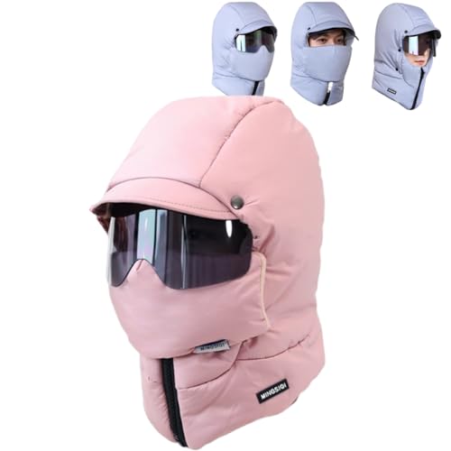 Winter Windproof Full Cover Balaclava with Glasses 4-In-1 Ski Hat, Ski Mask Cotton Hat for Winter, Windproof Ski Masks (Pink) von ToatlHeal