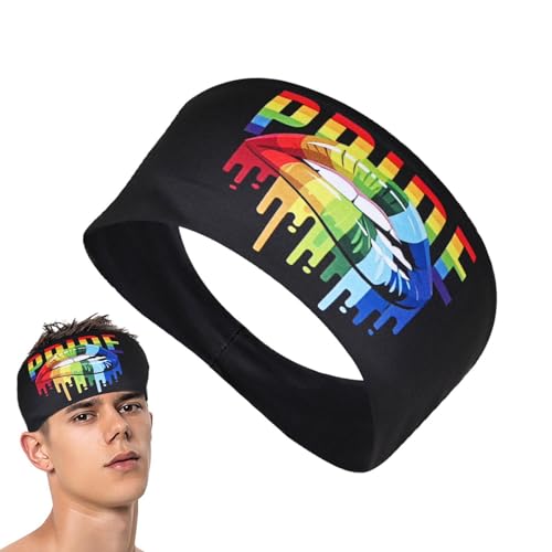TocaFeank Pride-Stirnbänder für Damen, Schweiß-Stirnband für Herren,rutschfeste, feuchtigkeitsableitende Regenbogen-Haarbänder | Sportliches Stirnband, atmungsaktive Schweißbänder für Männer und von TocaFeank