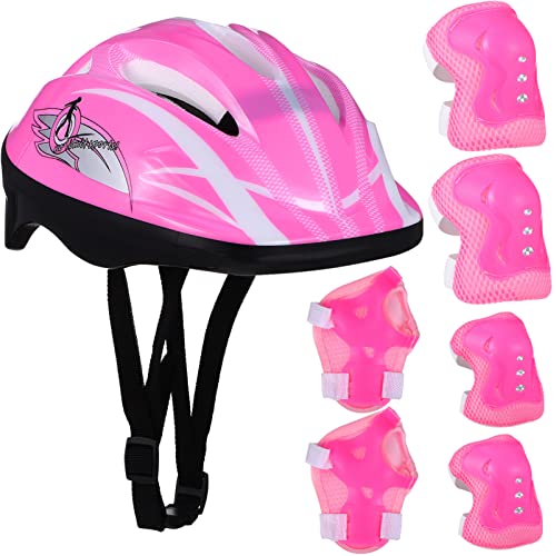 Toddmomy Knieschützer Kinder-Fahrradhelm-Set Multi-Sport-Schutzausrüstungs-Set Mit Knieschützern Ellbogenschützern Handgelenkschützern Für Kinder Radfahren Skating Rollerhelm von Toddmomy