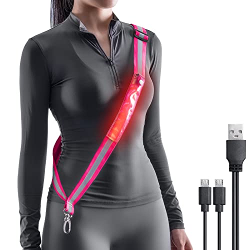 Todoxi Lauflicht Joggen mit Reflektoren Gürtel, LED Lauflampe USB Aufladbar Verstellbar Nacht Sicherheitslicht Laufgürtel für Joggen Laufen Running Fahrradfahren Hundewandern Outdoor Sports von Todoxi