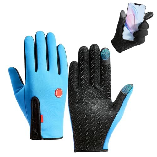 Toerjii Fahrradhandschuhe Herren Damen,Winterhandschuhe,Touchscreenhandschuhe Wasserdicht,Fahrrad Winterhandschuhe für Männer Frauen zum Laufen,Radfahren (Blau, M) von Toerjii