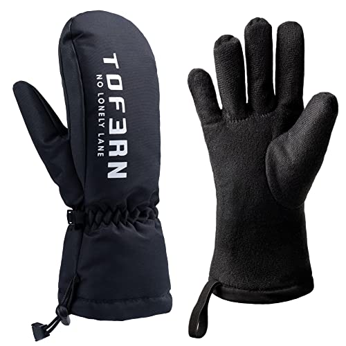 Tofern Winter Handschuhe Skihandschuhe Fäustlinge Herren Damen Wasserdiche Winterhandschuhe Thermo Fleece Gefüttert Ski Snowboard Mittens, Weiß/Schwarz von Tofern