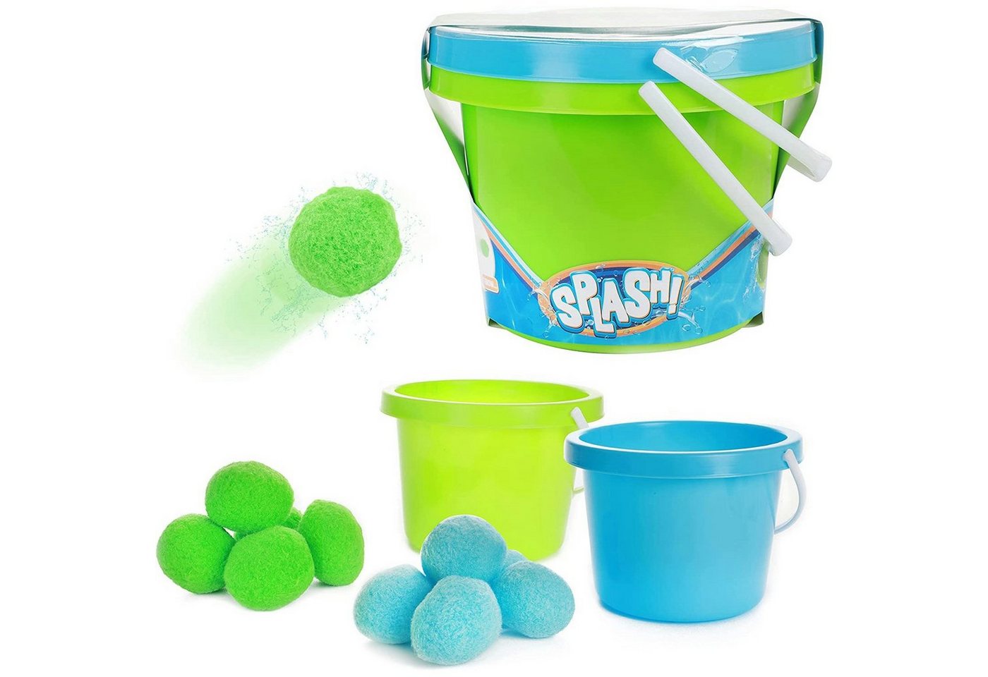 Toi-Toys Badespielzeug SPLASH Super Splashbällekampf (2 Eimer + 10 Bälle), wiederverwendbar und nachhaltig von Toi-Toys