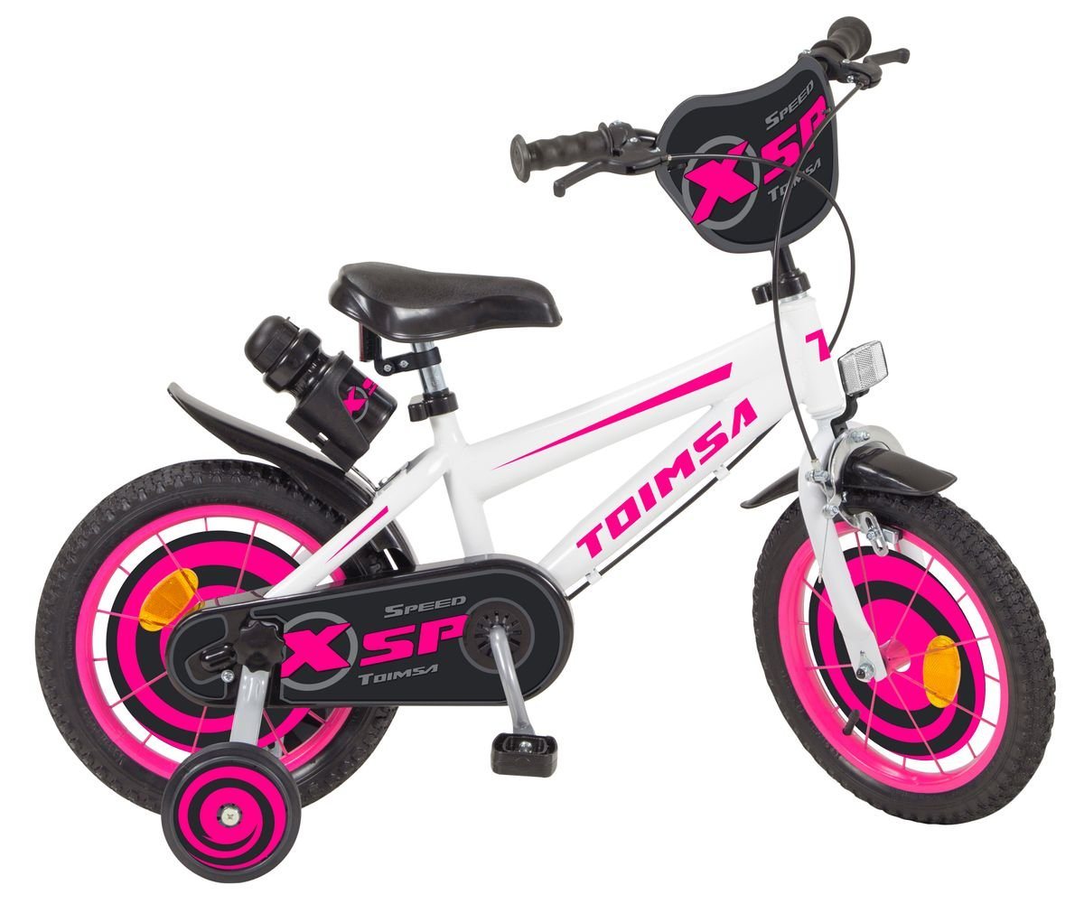 Toimsa Bikes Kinderfahrrad 12 Zoll Kinder Mädchen Fahrrad Kinderfahrrad Rad Bike XSP White 12145, 1 Gang, Stützräder, Trinkflasche von Toimsa Bikes