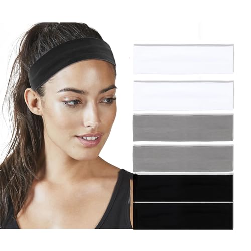 Toionmm 6 Stück Haarband, Yoga Headbands, Elastische Haarbänder Damen, rutschfest Stirnband Damen Weiches Hairwarp Haarreife für Sport Laufen Exercise Gym von Toionmm