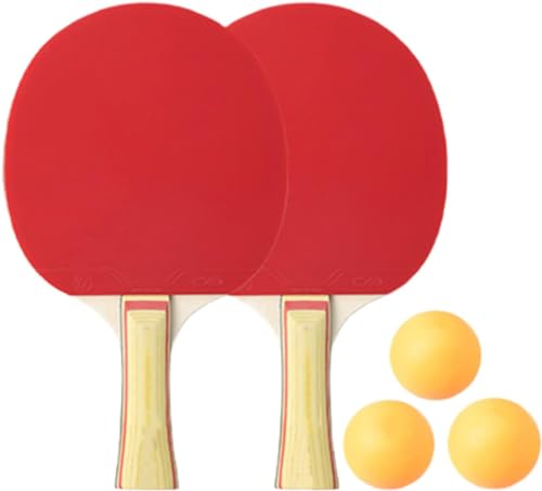 Tischtennisschläger Set, Tischtennis-Trainer-Set, 2 Tischtennisschläger + 3 Tischtennis Bälle, Table Tennis Set Ideal für Amateure, Anfänger, Nicht für Fachleute von Tokaneit