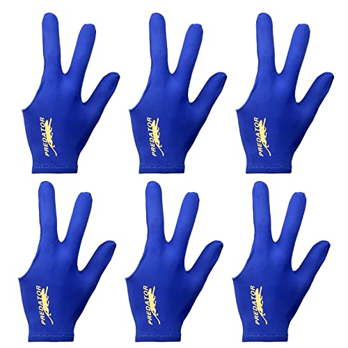 Tokaneit Billard Handschuh,Billardhandschuhe,Billard Snooker Queue Handschuhe,Unisex Dehnbar,3 Finger Queue Handschuhe,für Billard Zubehör 6 Stück Blau von Tokaneit