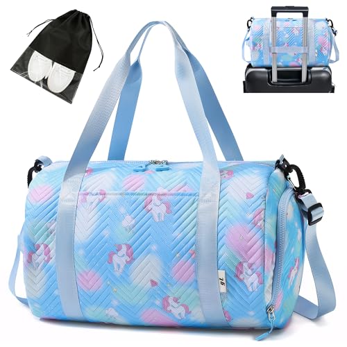 Tokeya Sporttasche Mädchen, Einhorn Reisetasche Kinder Wasserdicht Schwimmtasche mit Schuhfach und Nassfach Kleine Handtasche Damen Travel Gym Bag für Schwimmen Fitness Schule Reisen, Blau Tokeya Sporttasche Mädchen, Einhorn Reisetasche Kinder Wasserdicht Schwimmtasche mit Schuhfach und Nassfach Kleine Handtasche Damen Travel Gym Bag für Schwimmen Fitness Schule Reisen, Blau von Tokeya