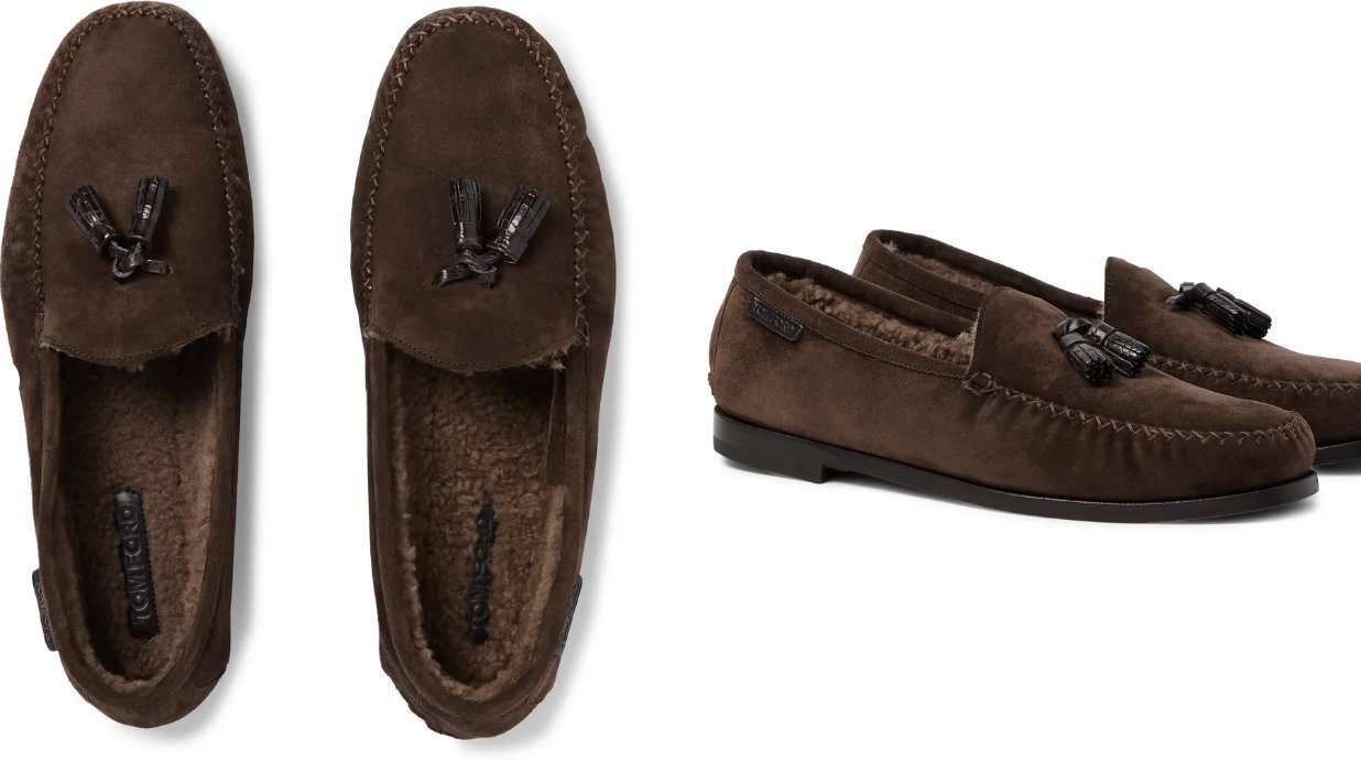 Tom Ford TOM FORD BARNET SHEARLING-LINED SUEDE TASSELED Loafers Schuhe Shoes Sneaker von Tom Ford