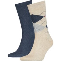 2er Pack TOMMY HILFIGER Check Socken Herren 050 - beige melange 39-42 von Tommy Hilfiger