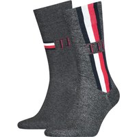 2er Pack TOMMY HILFIGER Iconic Stripe Socken Herren 003 - middle grey melange 43-46 von Tommy Hilfiger