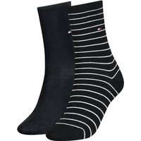 2er Pack TOMMY HILFIGER Small Stripe Socken Damen 001 - black 35-38 von Tommy Hilfiger