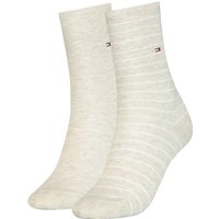 2er Pack TOMMY HILFIGER Small Stripe Socken Damen 005 - light beige melange 35-38 von Tommy Hilfiger