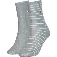 2er Pack TOMMY HILFIGER Small Stripe Socken Damen 006 - middle grey melange 39-42 von Tommy Hilfiger