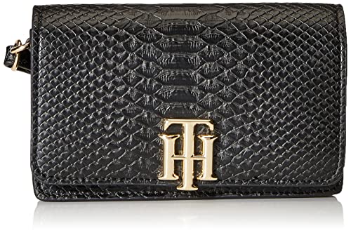 Tommy Hilfiger th Lock Mini Clutch Geldbörse mit Python-Aufdruck AW0AW10532 BDS schwarz, Schwarz , Einheitsgröße von Tommy Hilfiger