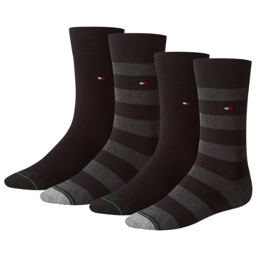 TOMMY HILFIGER Herren Rugby Casual Business Socken 4er Pack, Black, 43-46 von Tommy Hilfiger