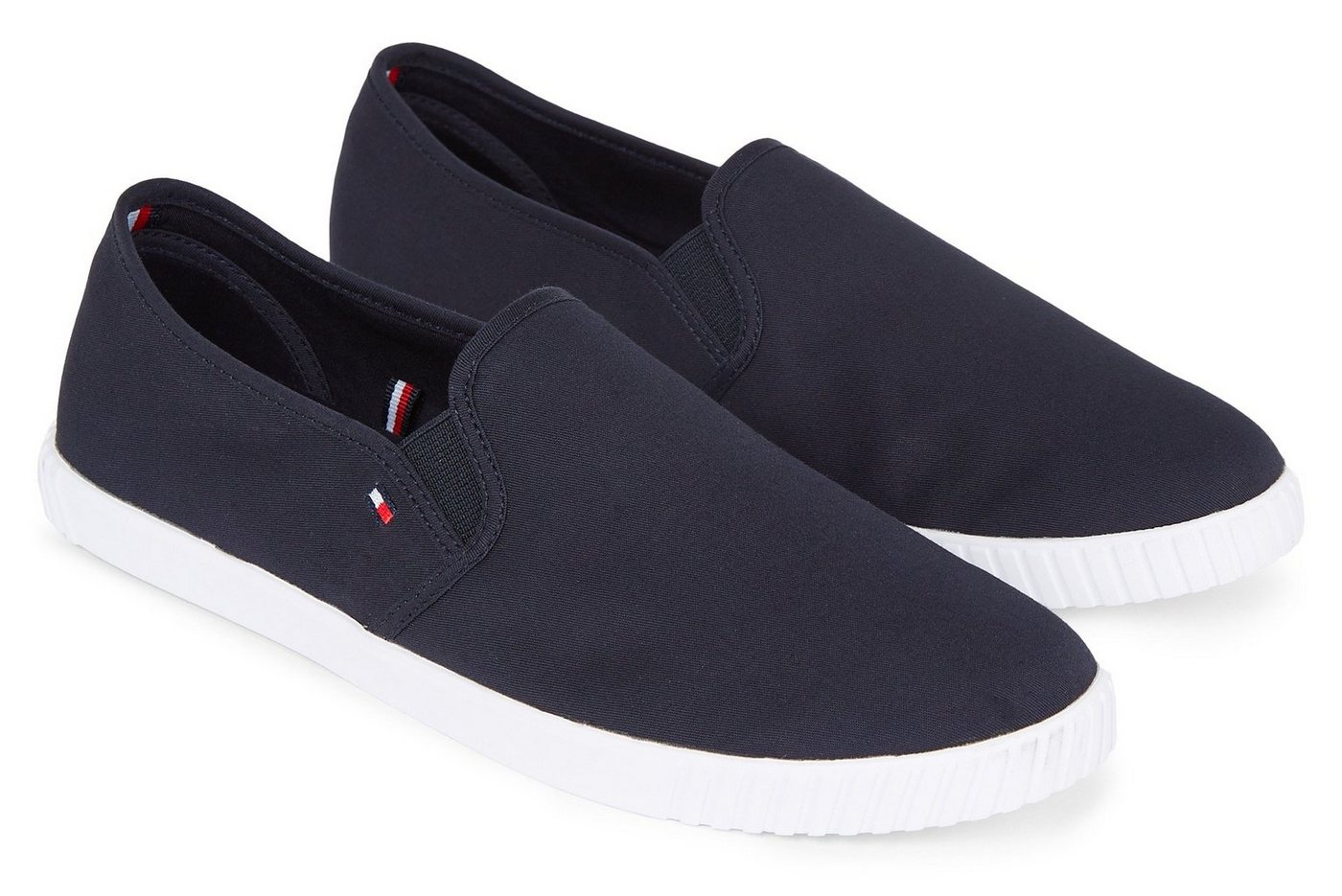 Tommy Hilfiger CANVAS SLIP-ON SNEAKER Slipper Freizeitschuh, Slip On Sneaker, Sommerschuh mit Gummizug, schmale Form von Tommy Hilfiger