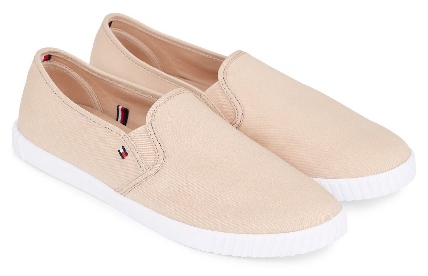 Tommy Hilfiger CANVAS SLIP-ON SNEAKER Slipper Freizeitschuh, Slip On Sneaker, Sommerschuh mit Gummizug, schmale Form von Tommy Hilfiger