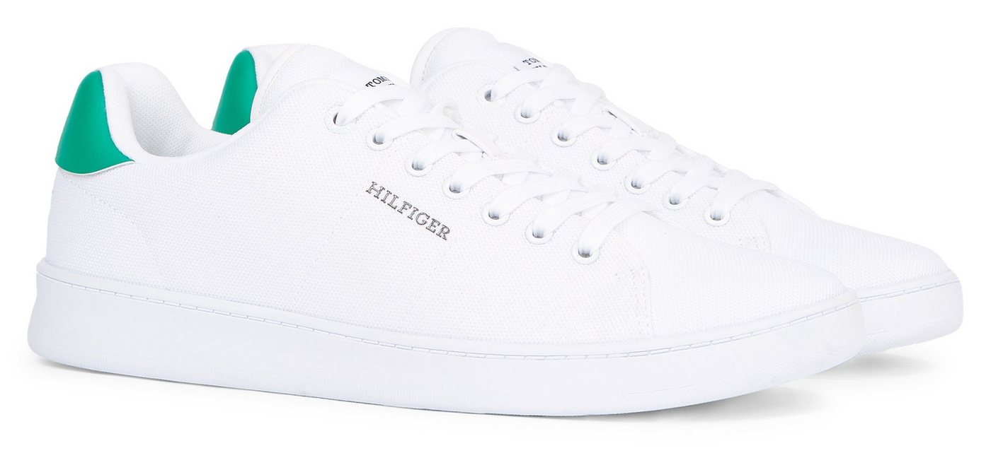 Tommy Hilfiger COURT CUPSOLE PIQUE TEXTILE Sneaker, Freizeitschuh, Halbschuh, Schnürschuh mit seitlichem Logoschriftzug von Tommy Hilfiger