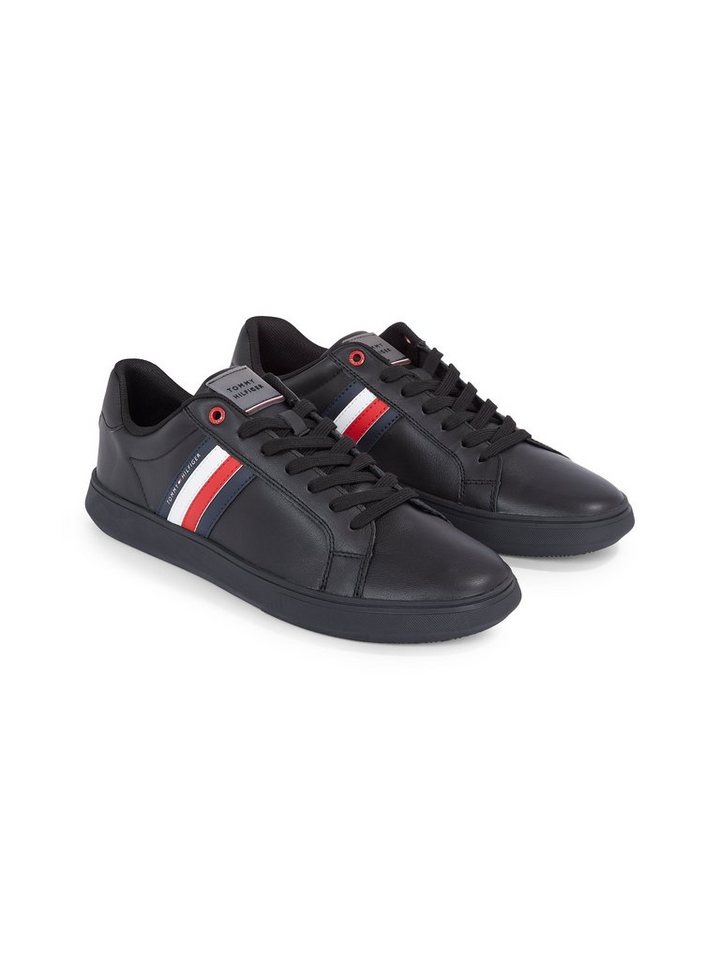 Tommy Hilfiger ESSENTIAL LEATHER CUPSOLE Sneaker mit typischen Streifen, Freizeitschuh, Halbschuh, Schnürschuh von Tommy Hilfiger