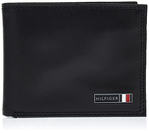 Tommy Hilfiger Herren Leder Edisto RFID Slim Bifold Wallet Schwarz, Black, Einheitsgröße von Tommy Hilfiger