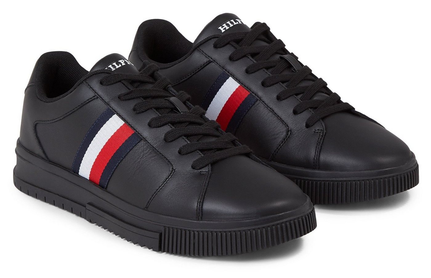 Tommy Hilfiger SUPERCUP LTH STRIPES ESS Sneaker mitStreifen in Tommy Farben, Freizeitschuh, Halbschuh, Schnürschuh von Tommy Hilfiger