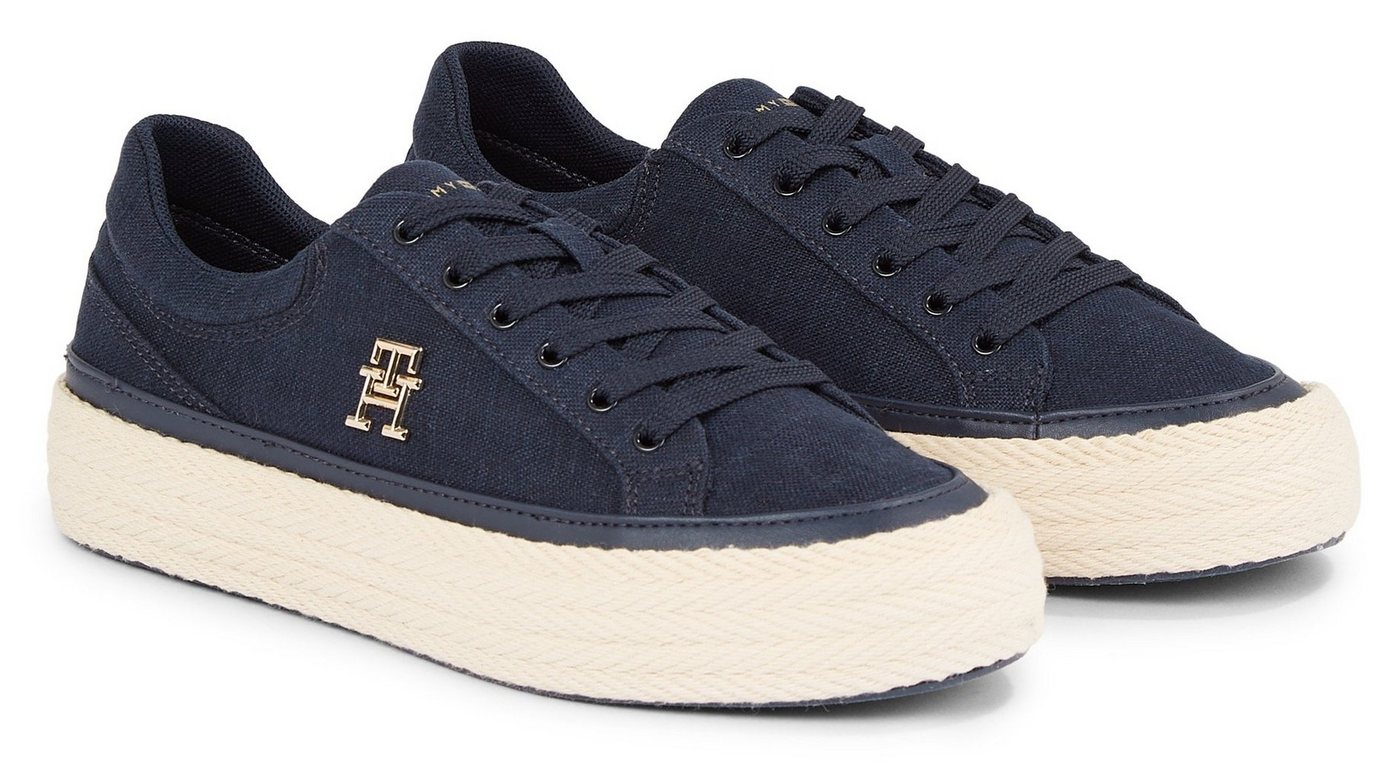 Tommy Hilfiger VULC SNEAKER LINNEN Plateausneaker mit gepolstertem Schaftrand, Freizeitschuh, Halbschuh, Schnürschuh von Tommy Hilfiger