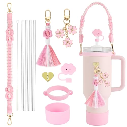 Tomuku Stanley Quencher Zubehör, Strohhalmabdeckung Aufsätze Stanley Cup Accessories für Stanley Quencher H2.0 FlowState Trinkflasche (rosa) von Tomuku