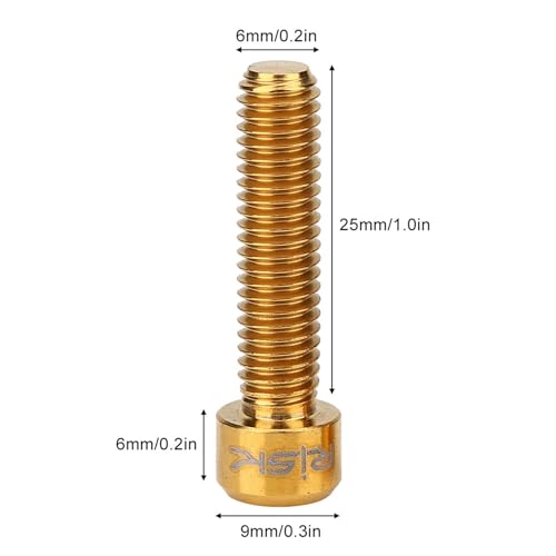 Tomvorks 2 Stück Ti-Legierung M6 X 25 Mm Schraubenbolzen Mountainbike-Scheibenbremssattel (Gold) von Tomvorks