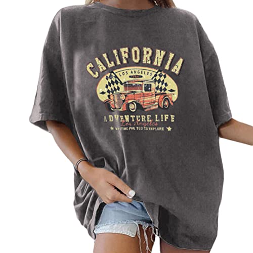 Tomwell Damen Oversized T-Shirt Sommer Kurzarm Grafikdruck Tunika Lose Rundhals Buchstaben Longshirt Frauen Sport Oberteile Lustig Streetwear Teenager Mädchen Tops Lang Dunkelgrau XXL Tomwell Damen Oversized T-Shirt Sommer Kurzarm Grafikdruck Tunika Lose Rundhals Buchstaben Longshirt Frauen Sport Oberteile Lustig Streetwear Teenager Mädchen Tops Lang Dunkelgrau XXL von Tomwell