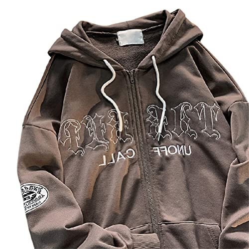 Tomwell Damen Y2K Jacke Zip Up Hoodies Harajuku Hip Hop Sweatshirt Vintage Goth Druck Kapuzenjacke Straßenmode Unisex Kordelzug Sweatjacke mit Kapuze 90er E-Girl E Kaffee L Tomwell Damen Y2K Jacke Zip Up Hoodies Harajuku Hip Hop Sweatshirt Vintage Goth Druck Kapuzenjacke Straßenmode Unisex Kordelzug Sweatjacke mit Kapuze 90er E-Girl E Kaffee L von Tomwell