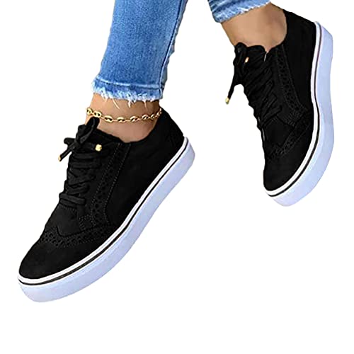 Tomwell Low-Cut Sneaker Canvas Flache Schuhe Damen Freizeitschuhe Damen Sommer Frühling Turnschuhe Schwarz 39 EU von Tomwell