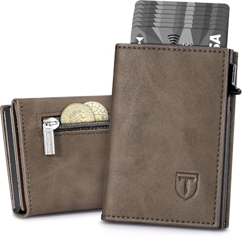 Tomylv Geldbörse Herren Slim RFID Schutz Leder Magnetisch Portmonee Herren, Automatisches Pop-up Kartenetui Kreditkartenetui mit Banknotenfächer, Münzfach, Ausweisfenster – Braun (Minimalistisch) Tomylv Geldbörse Herren Slim RFID Schutz Leder Magnetisch Portmonee Herren, Automatisches Pop-up Kartenetui Kreditkartenetui mit Banknotenfächer, Münzfach, Ausweisfenster – Braun (Minimalistisch) von Tomylv