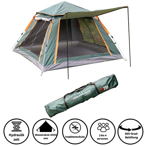 Toolbrothers Outdoor Camping Zelt für 2-4 Personen Kuppelzelt Hydraulikzelt Wasserdicht, 2000-3000 mm Wassersäule von Toolbrothers