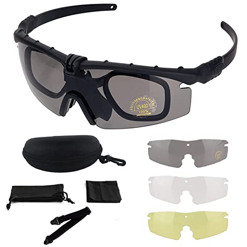 ToopMount Sportbrille Anti-Beschlag-Schutzbrille, Brille, Fahrerbrille Anti-UV400-Schutzbrille für Radfahren, Wandern und Schießen (Black) von ToopMount