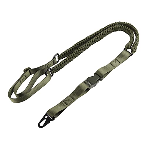 ToopMount Taktische Einpunkt-Gewehrschlinge Mehrzweck-Gewehrtragegurt Verstellbares Paracord-Nylon-Gurtband mit Metallhaken für die Jagd im Freien (Green) von ToopMount