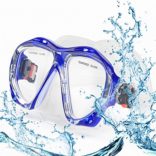 Taucherbrille für Erwachsene mit Anti-Nebel Schnorchelmaske, Schwimmmaske gehärtetem Glas und Nasenabdeckung zum Schnorcheln und Schwimmen (Klar Blau) von EXP VISION