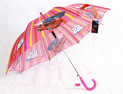 Top !! Schöner Kinder Regenschirm, Kinderschirm Motiv: Rennwagen in rosa (3463) von Top !!