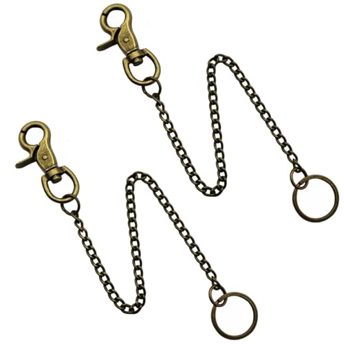 2 Stück Brieftasche Kette, 26CM Schlüsselanhänger Hosenkette mit Karabinerhaken, Schlüsselkette für Jeans Hosen und Taschen, Bronze von TopHomer