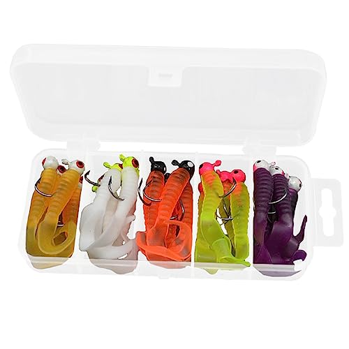 20stk Soft Regenwurm Köder Set, Jigköpfe Wurm mit Lagerbox Angelköder Simulation Würmer Kunststoff für Salzwasser und Süßwasser 20stk Soft Regenwurm Köder Set, Jigköpfe Wurm mit Lagerbox Angelköder Simulation Würmer Kunststoff für Salzwasser und Süßwasser von TopHomer