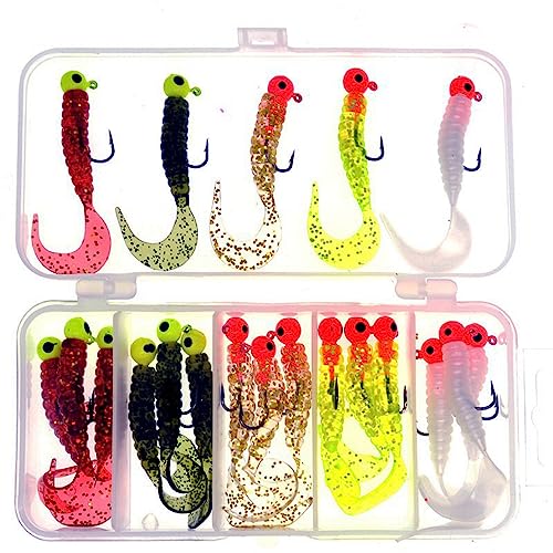 20stk Soft Regenwurm Köder Set, Jigköpfe Wurm mit Lagerbox Angelköder Simulation Würmer Kunststoff für Salzwasser und Süßwasser 20stk Soft Regenwurm Köder Set, Jigköpfe Wurm mit Lagerbox Angelköder Simulation Würmer Kunststoff für Salzwasser und Süßwasser von TopHomer