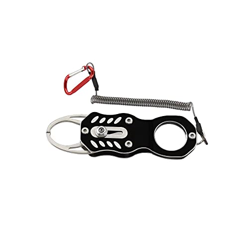 Aluminium Angeln Greifer Fischhalter mit Schlüsselband Fish Lip Grabber Fischlippengreifer aus Edelstahl Klein Fischgriff-Werkzeuge Haken Entferner - Schwarz von TopHomer