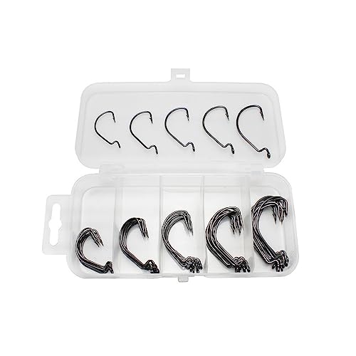 Angelhaken Set Kohlenstoffstahl Angelhaken, 50Stück Angelhaken mit Widerhaken Fisch Haken mit Kunststoffbox für Salzwasser und Süßwasser, 2# 1# 1/0# 2/0# 3/0# Angelhaken Set Kohlenstoffstahl Angelhaken, 50Stück Angelhaken mit Widerhaken Fisch Haken mit Kunststoffbox für Salzwasser und Süßwasser, 2# 1# 1/0# 2/0# 3/0# von TopHomer