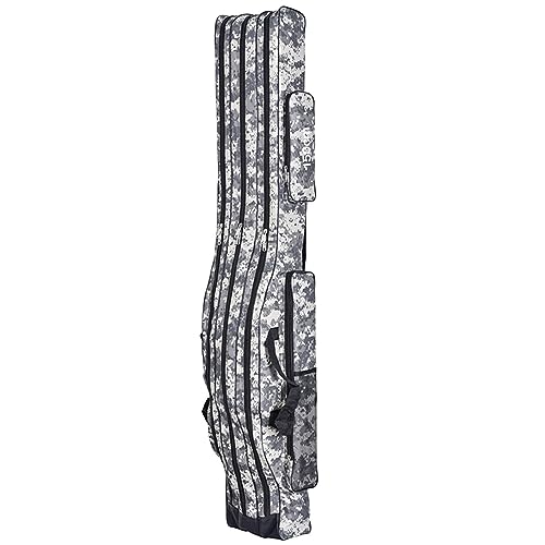 Angelrute Tasche, 3 Schicht Angeltasche Klappbar Angelgerät Tasche Angelbox Angelzubehör für Angelköder Lagerung, 150cm Grau Camouflage Angelrute Tasche, 3 Schicht Angeltasche Klappbar Angelgerät Tasche Angelbox Angelzubehör für Angelköder Lagerung, 150cm Grau Camouflage von TopHomer